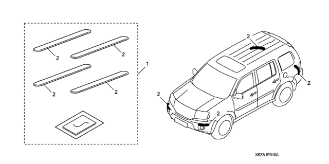 2009 Honda Pilot Bumper Protector, Corners *NH689M* (BILLET SILVER METALLIC) Diagram for 08P01-SZA-120A