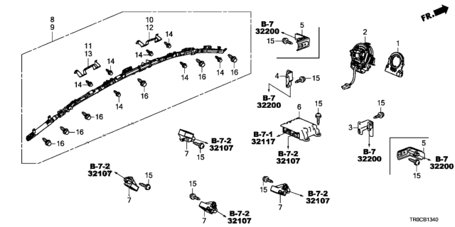 2014 Honda Civic Set, Side Curtain Diagram for 78875-TR6-A91