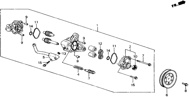 1989 Honda Accord 2 Door SEI KA 5MT P.S. Pump Components Diagram