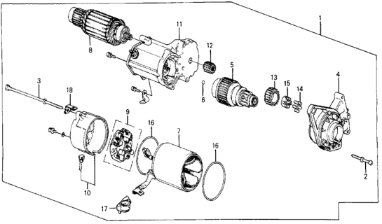 1985 Honda Civic 5 Door DX KA 3AT Starter Motor (Denso) (1.4KW) Diagram