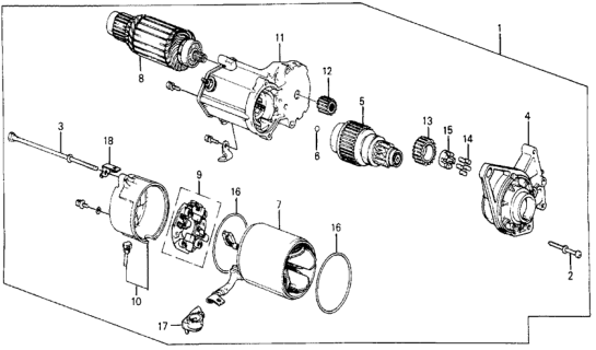 1985 Honda Civic Starter Motor (Denso) (1.4KW) Diagram