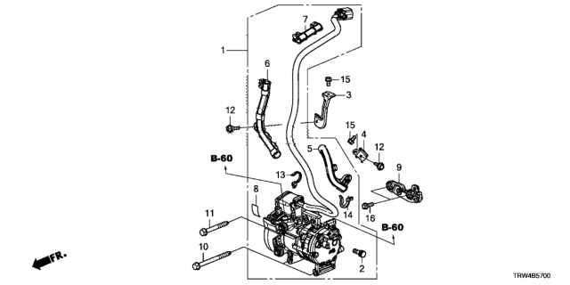 2019 Honda Clarity Plug-In Hybrid Bracket, Compressor Diagram for 38930-5WJ-A00