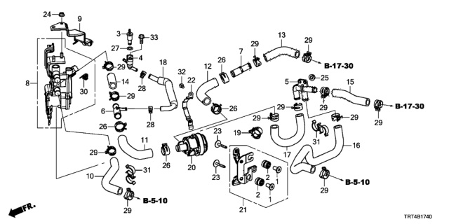 2020 Honda Clarity Fuel Cell Clamp, Heater Diagram for 91551-SD5-003