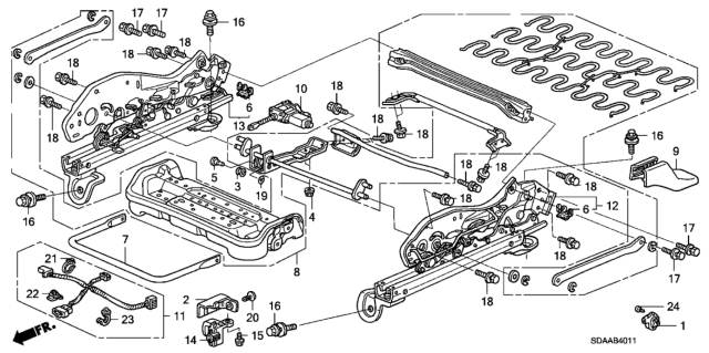 2007 Honda Accord 4 Door EX KA 5AT Front Seat Components (Driver Side) (Power Height) Diagram
