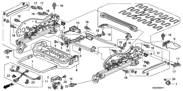 2007 Honda Accord Front Seat Components (Driver Side) (Power Height) Diagram