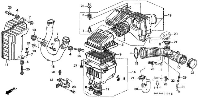 2000 Honda Civic Case Set, Air Cleaner Diagram for 17240-P2T-000