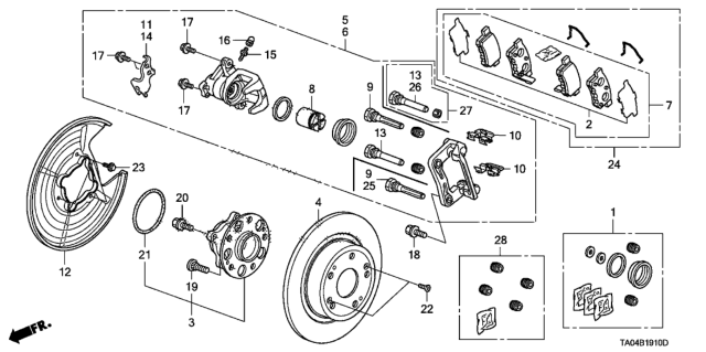 2008 Honda Accord Set, Dust Cover Diagram for 06433-TA0-305