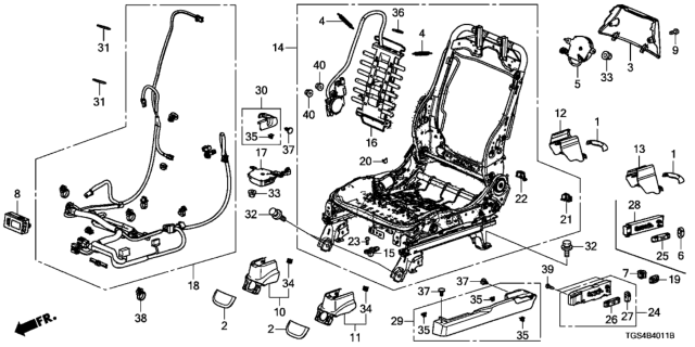2019 Honda Passport Front Seat Components (Driver Side) (Power Seat) Diagram