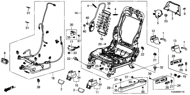 2020 Honda Passport Front Seat Components (Driver Side) (Power Seat) Diagram