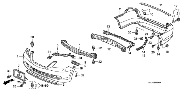 2007 Honda Odyssey Base, Front License Plate Diagram for 71180-SHJ-A00