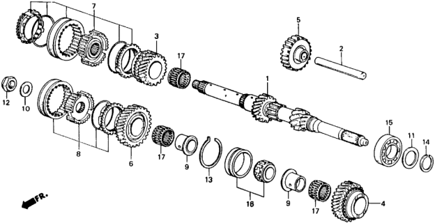 1988 Honda Accord Gear, Mainshaft Fourth Diagram for 23451-PC8-J21