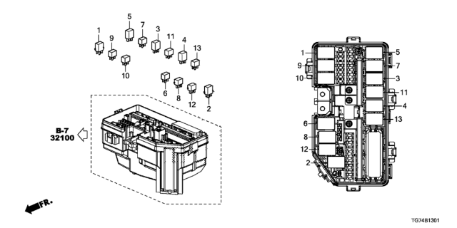 2020 Honda Pilot 5 Door TRG (2WD) KA 9AT Control Unit (Engine Room) Diagram 2