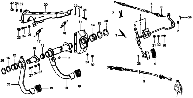 1978 Honda Civic MT Pedals Diagram