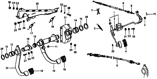 1979 Honda Civic 3 Door ** (1200) ** 4MT MT Pedals Diagram