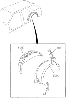1996 Honda Passport 4 Door LX (4X2 V6) KL 4AT Rear Wheel Housing Diagram