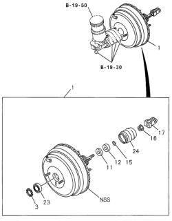 2002 Honda Passport Master Vacuum Assembly Brake Diagram for 8-97288-243-1