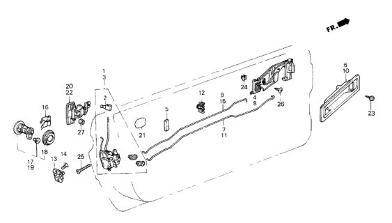 1985 Honda CRX 2 Door HF KA 5MT Door Lock Diagram