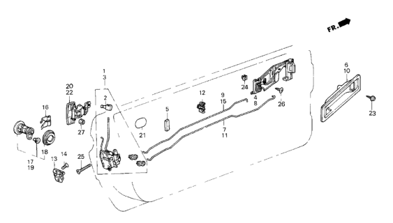 1986 Honda CRX Cylinder, Driver Side Door Diagram for 75595-SB2-003