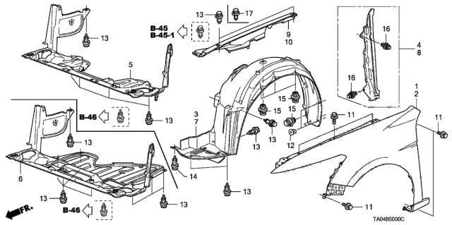 2008 Honda Accord Front Fenders Diagram