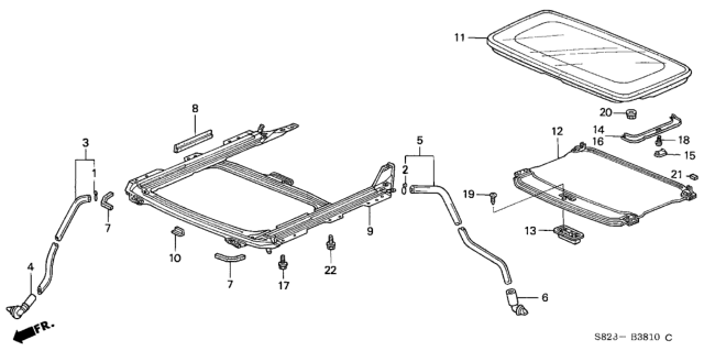 2000 Honda Accord Tube, RR. Drain Vinyl (Sunroof) Diagram for 70060-SV4-J00