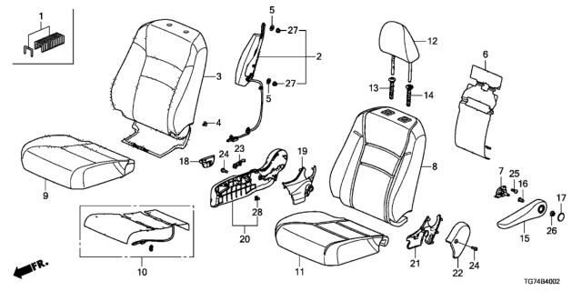 2018 Honda Pilot Cover, Right Front Seat Cushion Trim (Wisteria Light Gray) Diagram for 81131-TG7-A01ZC