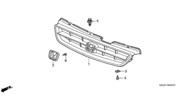 1999 Honda Accord 2 Door LX KA 5MT Front Grille Diagram