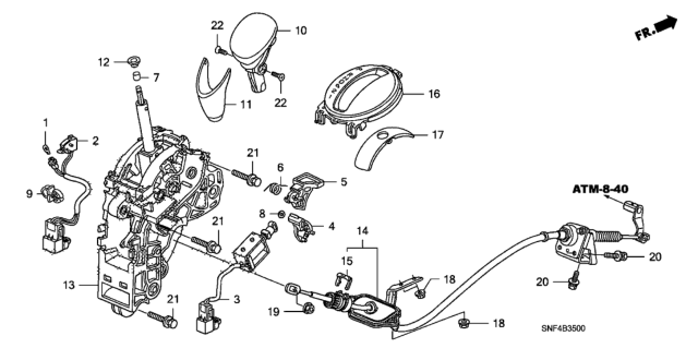 2009 Honda Civic 4 Door GX KA 5AT Select Lever Diagram