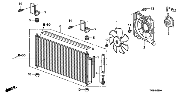 2010 Honda Insight Condenser Sub-Assy. Diagram for 80110-TM8-A01