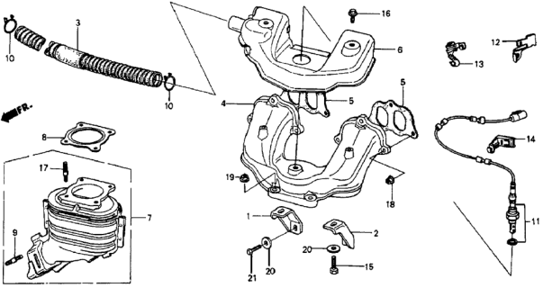 1987 Honda CRX 2 Door DX KA 5MT Exhaust Manifold Diagram