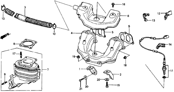 1985 Honda CRX Clamp C, Oxygen Sensor Diagram for 36535-PE2-900