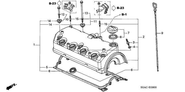 2005 Honda Civic Cylinder Head Cover Diagram