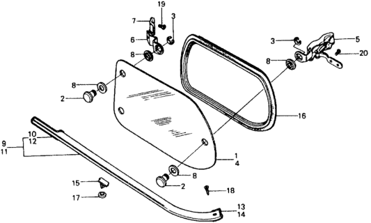 1979 Honda Civic 3 Door ** (1200) ** 4MT Quarter Window Diagram