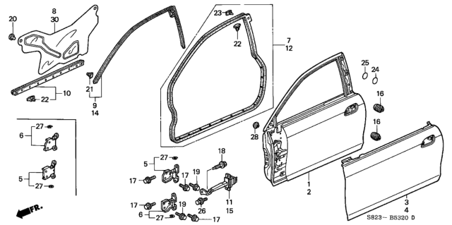 2002 Honda Accord Panel, L. FR. Door (DOT) Diagram for 67050-S82-A93ZZ