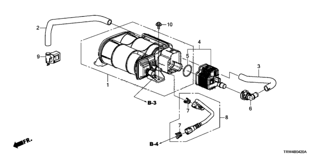 2019 Honda Clarity Plug-In Hybrid Canister Assembly Diagram for 17020-TRW-A01