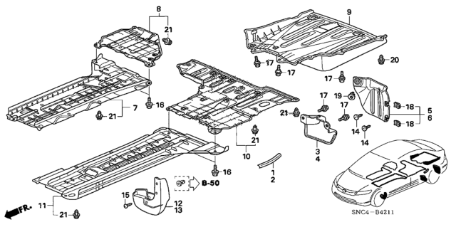 2009 Honda Civic Cover, R. RR. Fender Diagram for 74551-SNA-A00