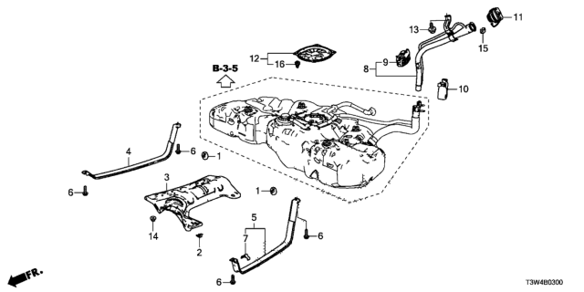 2017 Honda Accord Hybrid 4 Door HYBRID (EXL) KA CVT Fuel Filler Pipe Diagram
