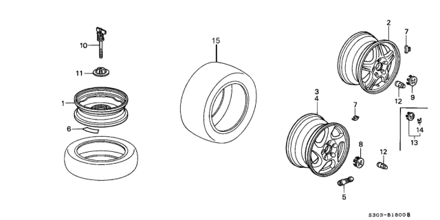 1999 Honda Prelude Disk, Driver Side Aluminum Wheel (16X6 1/2Jj) Diagram for 42710-S30-A91