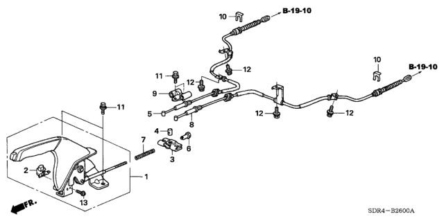 2005 Honda Accord Hybrid Wire, Driver Side Parking Brake Diagram for 47560-SFY-023