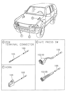 2000 Honda Passport Wiring Harness Connector (Front Electrical Parts) Diagram