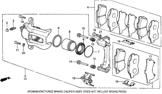 1986 Honda CRX Front Brake Caliper Diagram