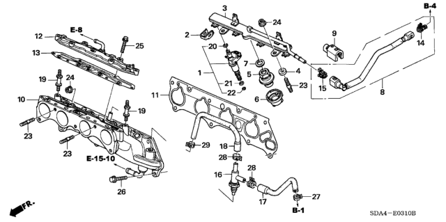 2003 Honda Accord Base, Injector Diagram for 17050-RAA-A00