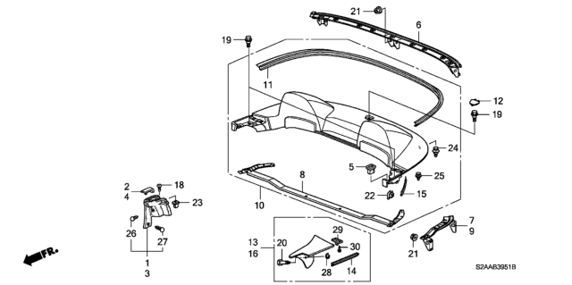 2008 Honda S2000 2 Door CR (WITH AC) KA 6MT Rear Cover Diagram