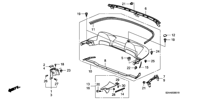 2009 Honda S2000 Rear Cover Diagram