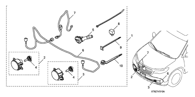 2017 Honda Ridgeline 4 Door RT (AWD) KA 6AT Foglights Diagram
