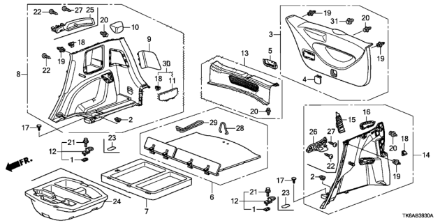 2013 Honda Fit 5 Door FIT (SAYAMA PLANT) KA 5MT Side Lining - Tailgate Lining Diagram