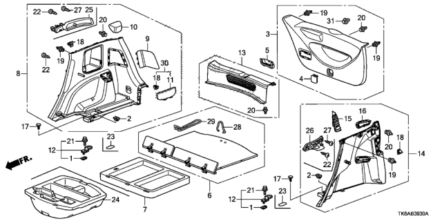 2013 Honda Fit Side Lining - Tailgate Lining Diagram