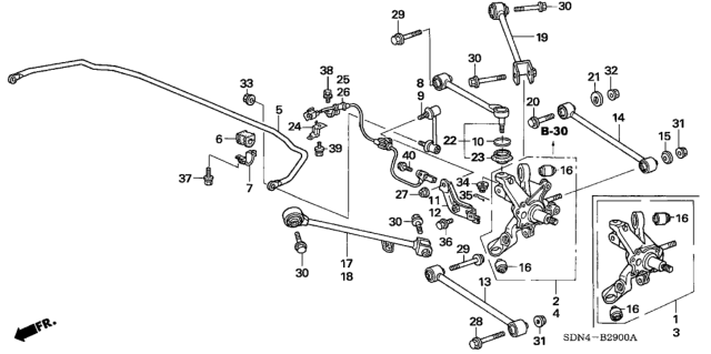 2005 Honda Accord Knuckle, Right Rear (Drum) Diagram for 52210-SDA-A00