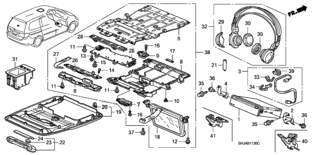 2005 Honda Odyssey Rear Display Unit Diagram