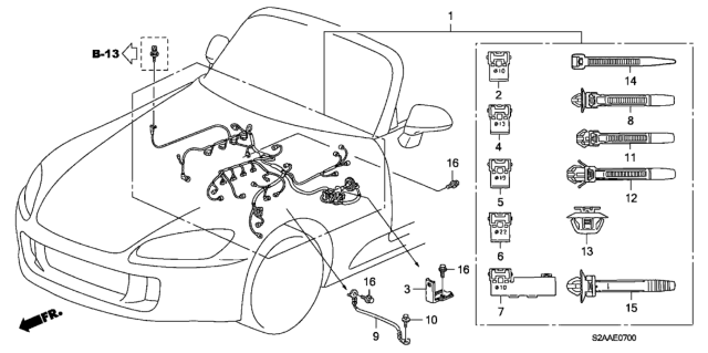 2009 Honda S2000 Wire Harness, Engine Diagram for 32110-PZX-A10