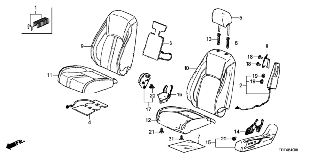 2019 Honda Clarity Fuel Cell Front Seat (Driver Side) Diagram